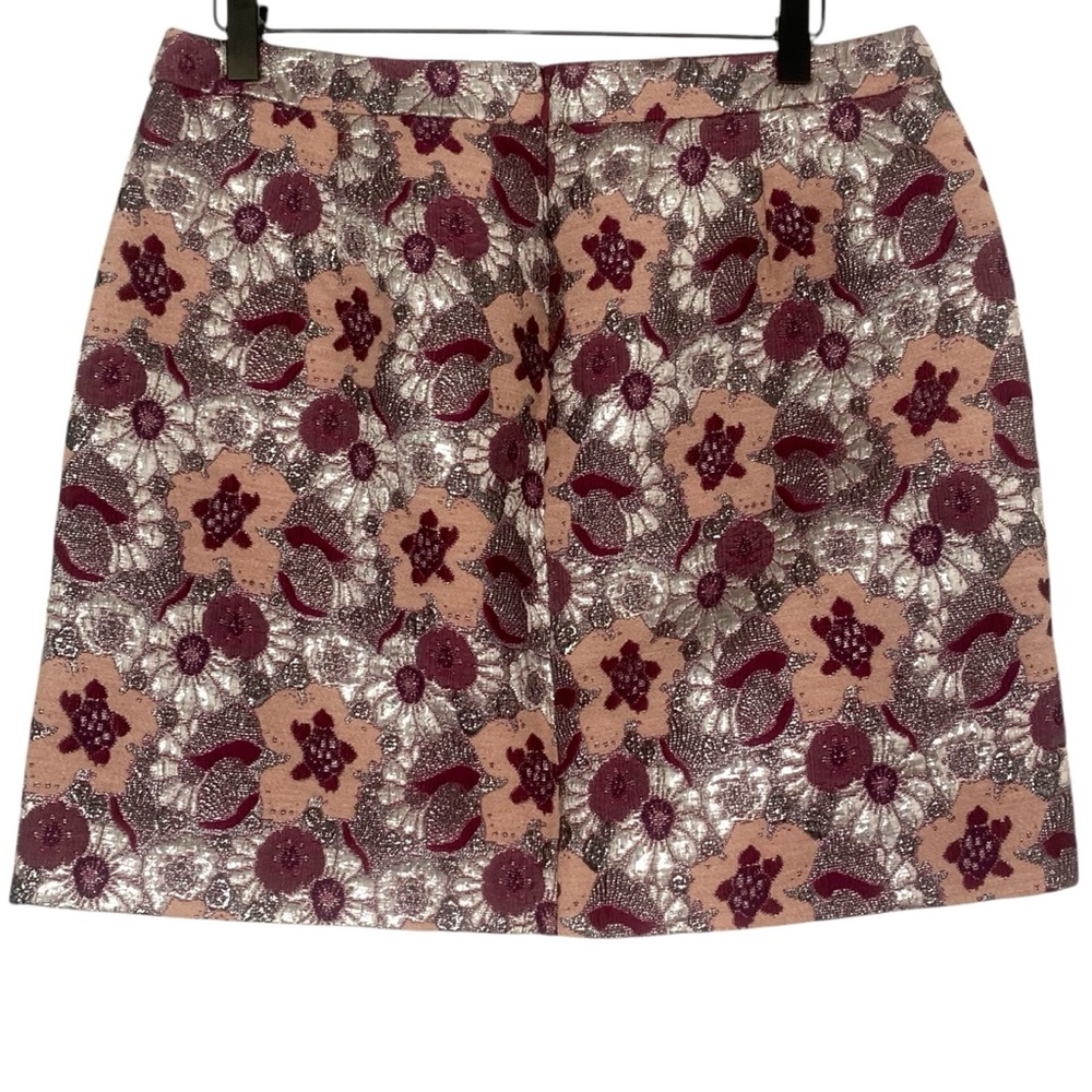 NWT J Crew Retro Salon Mini Floral Brocade Metallic Wool Silk Pocket Skirt - Picture 2 of 6